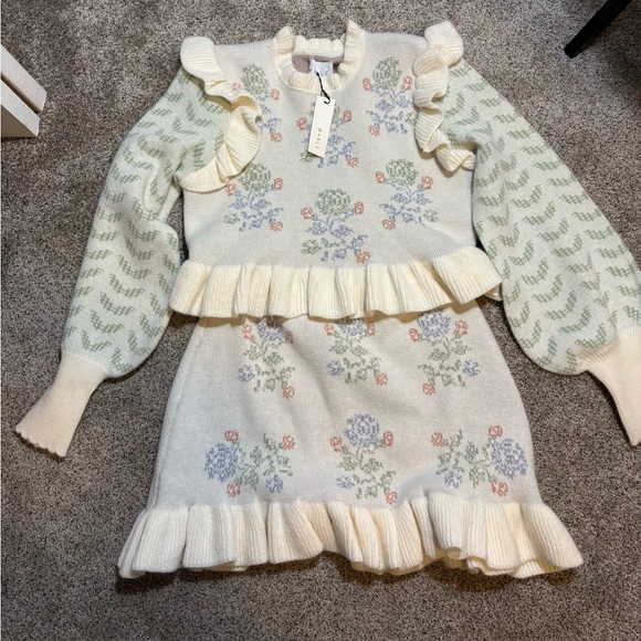 NWT Mable by Anthropologie Floral Knit set - Picture 3 of 4
